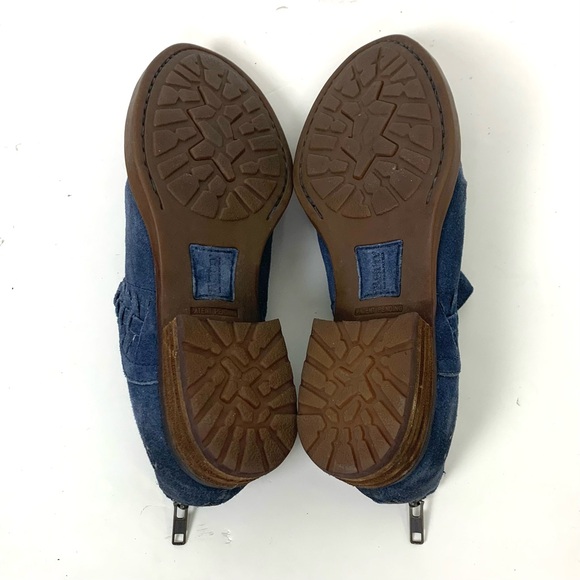 Born Katharina Ankle Booties Blue Suede Women Size 8 Zip Back Boho Distressed - Picture 7 of 14